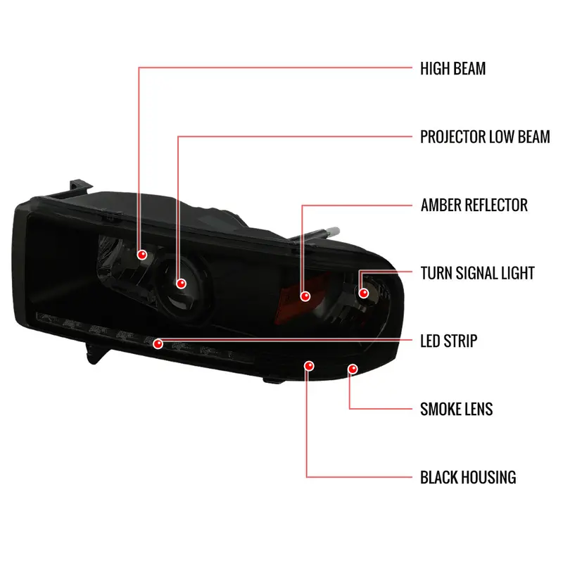 Spec-D 94-02 Dodge Ram 1500 2500 3500 Headlights Smoked 2
