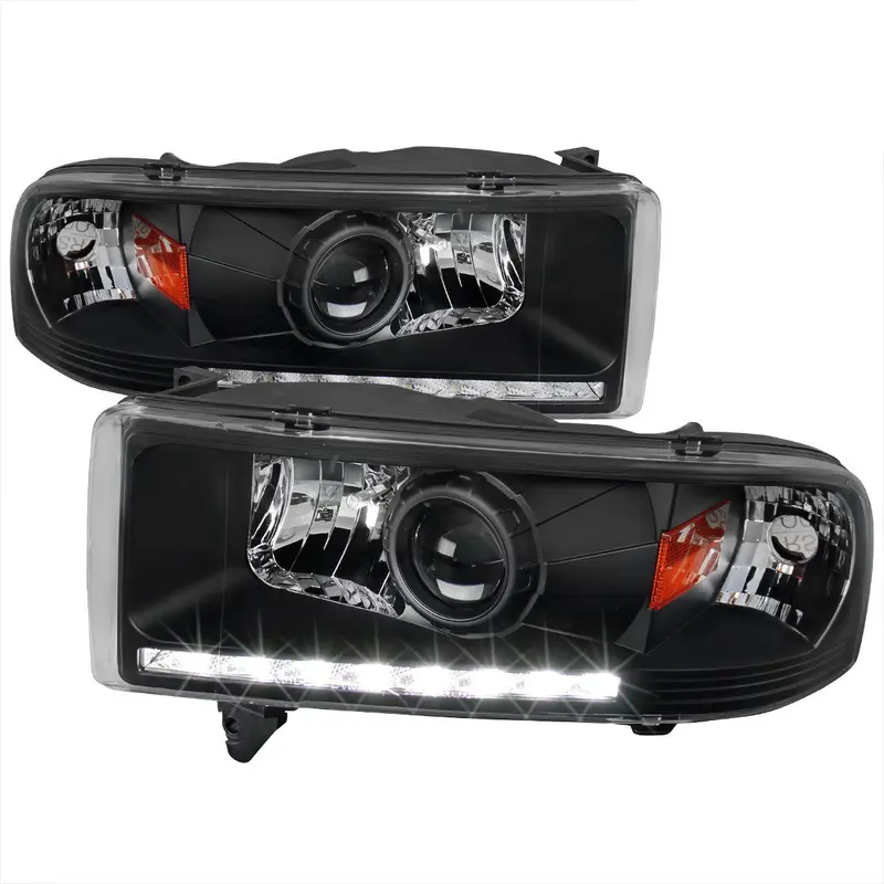 Spec-D 94-02 Dodge Ram Projector Headlights Matte Black/Clear 1