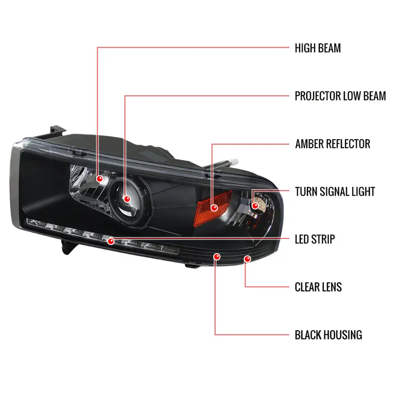 Spec-D 94-02 Dodge Ram Projector Headlights Matte Black/Clear 2