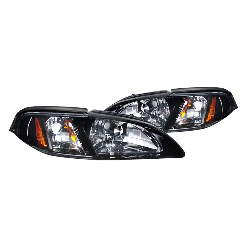 Spec-D 94-98 Ford Mustang 1Pc Crystal Headlights Chrome/Smoked 1