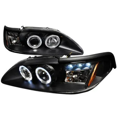 Spec-D 94-98 Ford Mustang Halo Projector Headlights Black 1