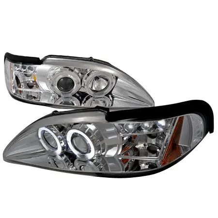 Spec-D 94-98 Ford Mustang Halo Projector Headlights Chrome 1
