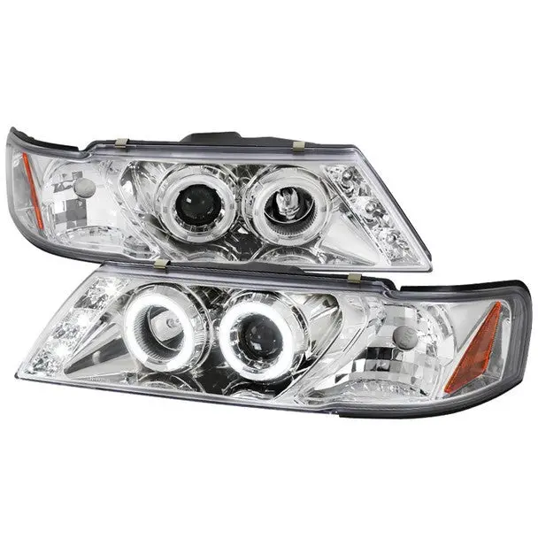 Spec-D 95-99 Nissan Sentra Projector Halo Headlights Matte Black/Clear 1