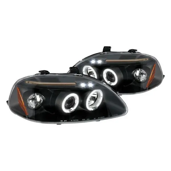 Spec-D 96-98 Honda Civic Halo Projector Headlights Black 1