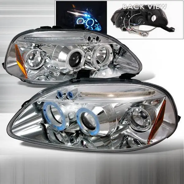 Spec-D 96-98 Honda Civic Projector Halo Headlights Chrome/Clear 2