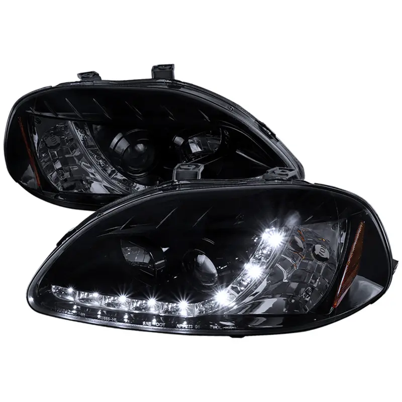 Spec-D 96-98 Honda Civic R8 Style Projector Headlights Smoked 1