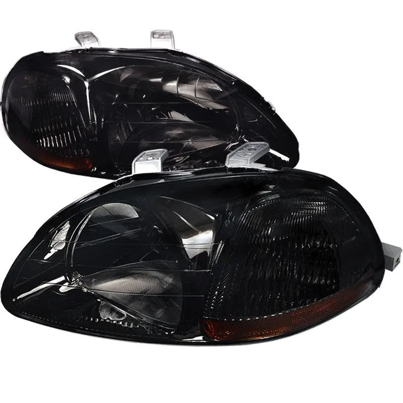 Spec-D 96-98 Honda Civic Smoked Headlights Amber Reflectors 1