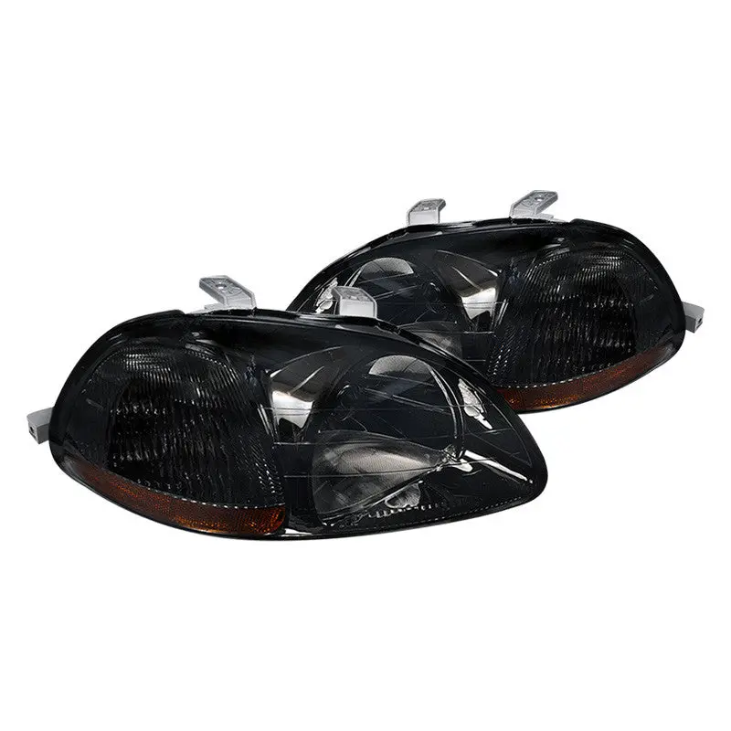 Spec-D 96-98 Honda Civic Smoked Headlights Amber Reflectors 2