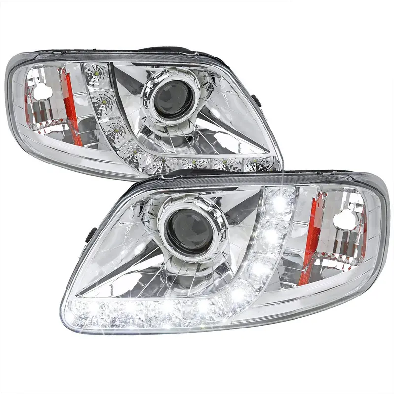 Spec-D 97-03 Ford F150 Chrome Projector Led Strip Headlights 1