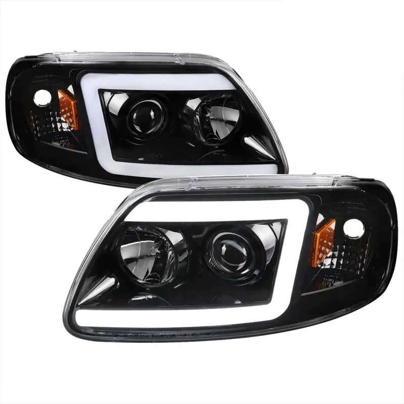 Spec-D 97-04 F-150/Expedition Headlights Led C-Bar Black/Clear 1