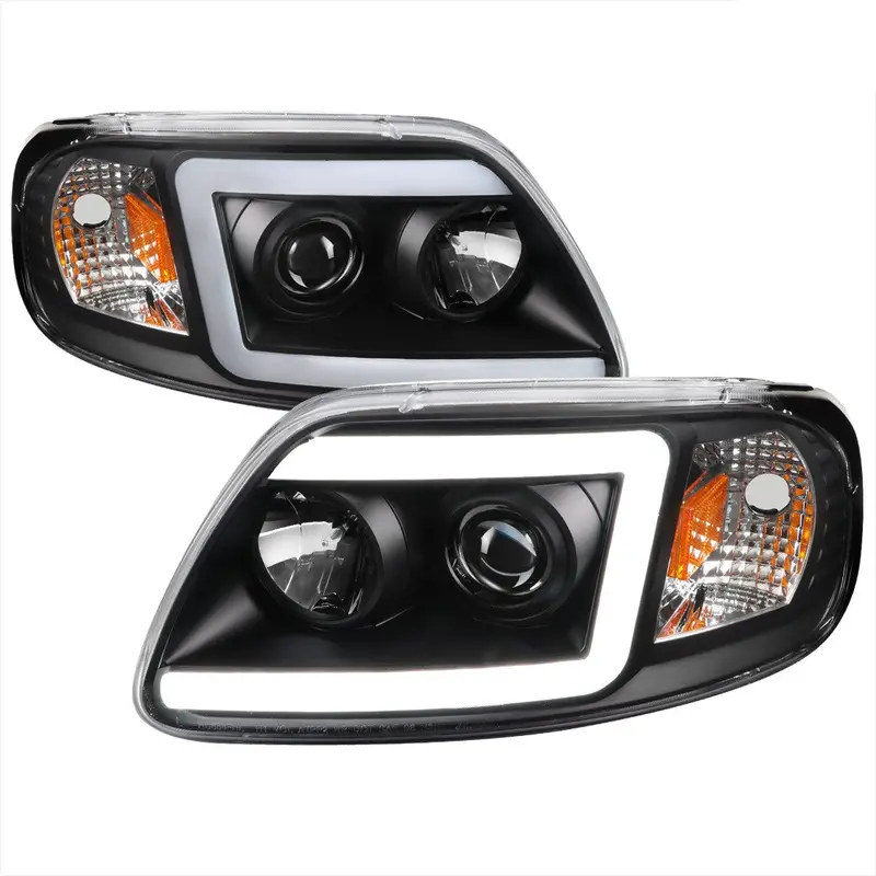 Spec-D 97-04 Ford F-150 Projector Headlights Led C-Bar Black 1