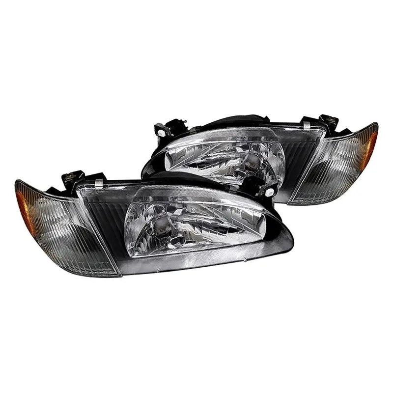 Spec-D 98-00 Toyota Corolla 1Pc Crystal Headlights Matte Black/Clear 1