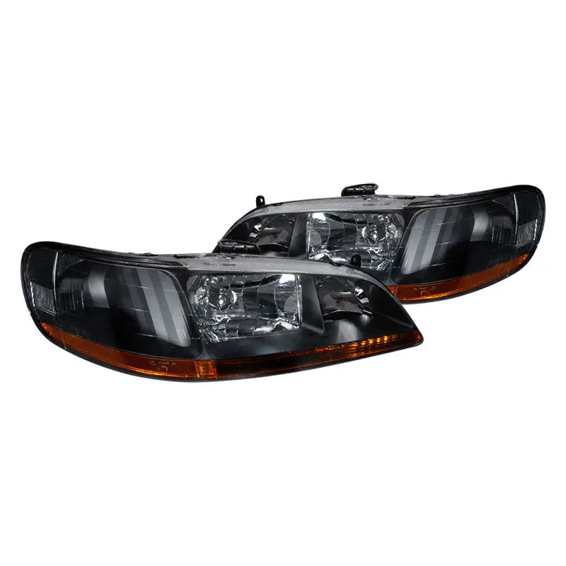 Spec-D 98-02 Honda Accord Headlights Crystal Matte Black/Clear 1
