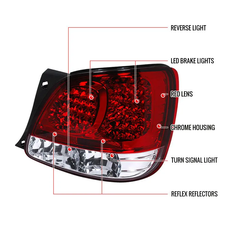 Spec-D 98-05 Lexus Gs300 Gs400 Gs430 Led Tail Lights Red/Clear 2