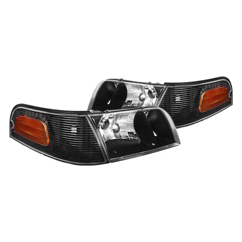 Spec-D 98-11 Ford Crown Victoria Headlights Black Corner Lights 1