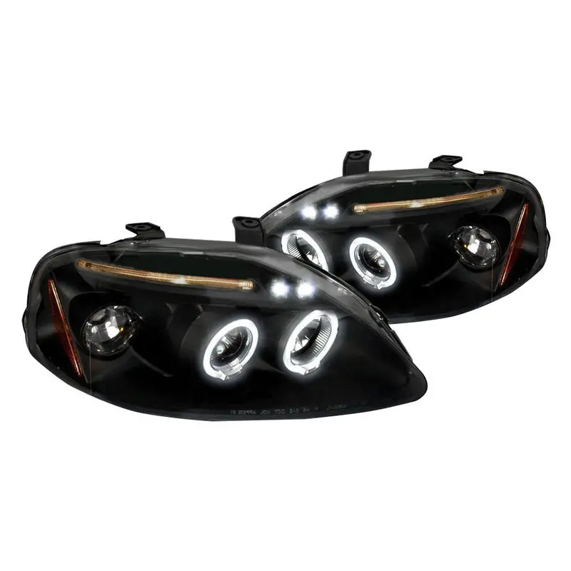 Spec-D 99-00 Honda Civic Halo Projector Headlights Black 1