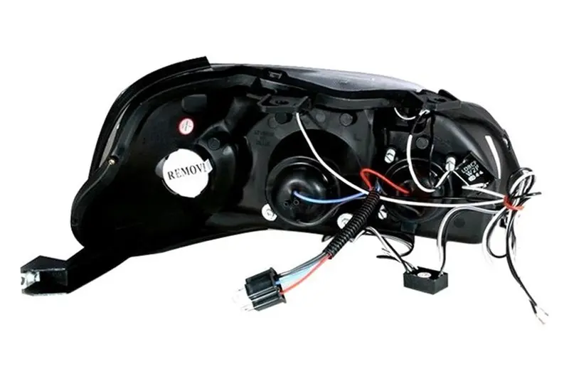 Spec-D 99-00 Honda Civic Halo Projector Headlights Black 2