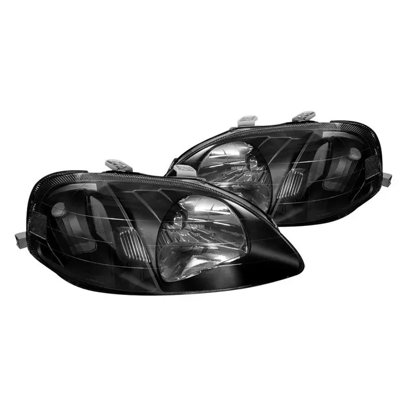 Spec-D 99-00 Honda Civic Headlights Black Amber Reflectors 1