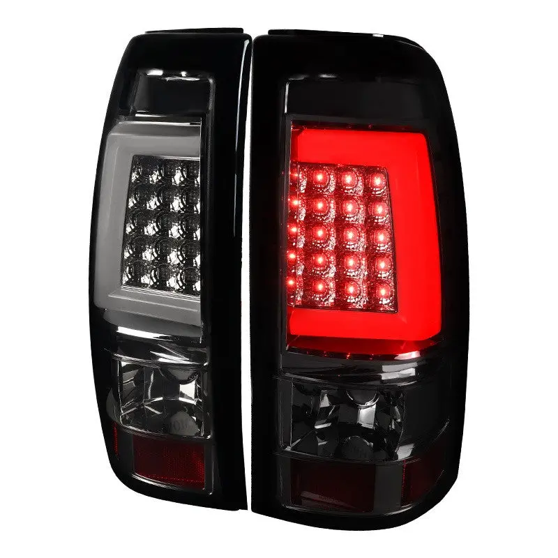 Spec-D 99-02 Chevrolet Silverado Led Bar Chrome Tail Lights Smoked 1