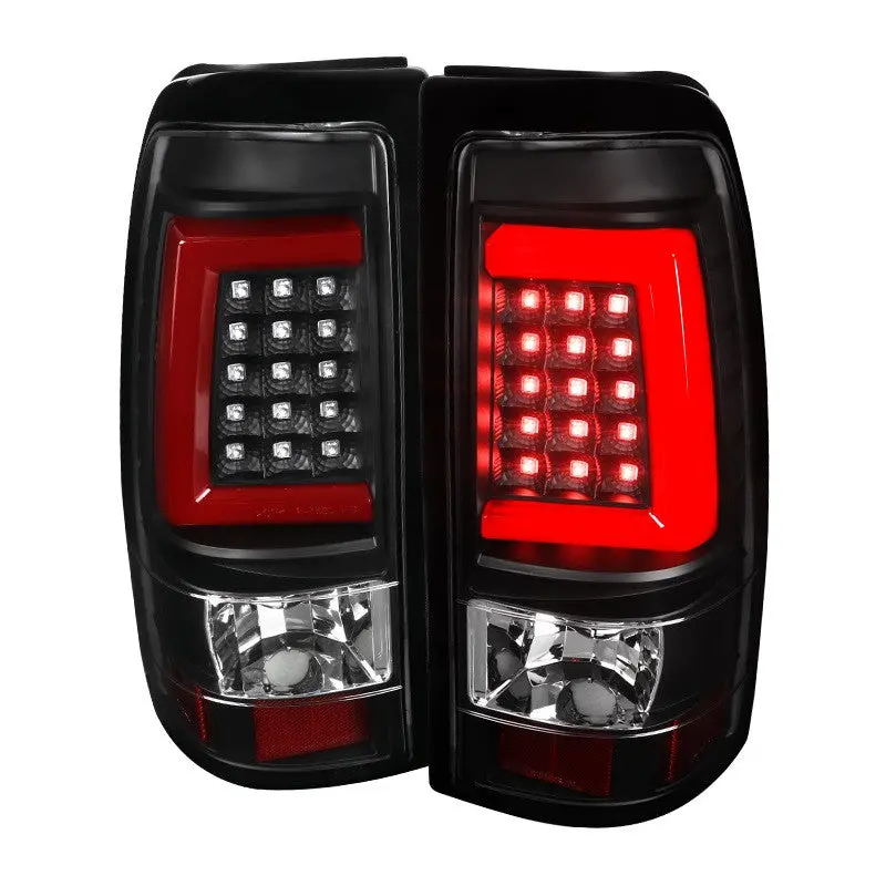 Spec-D 99-02 Chevy Silverado Led Bar Tail Lights Black/Clear Lens 1