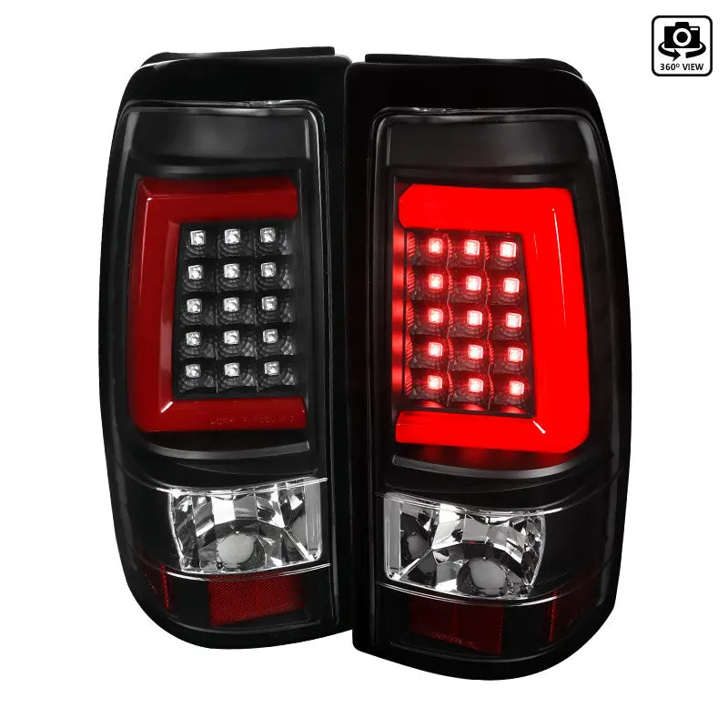 Spec-D 99-02 Chevy Silverado Led Bar Tail Lights Black/Clear Lens 2