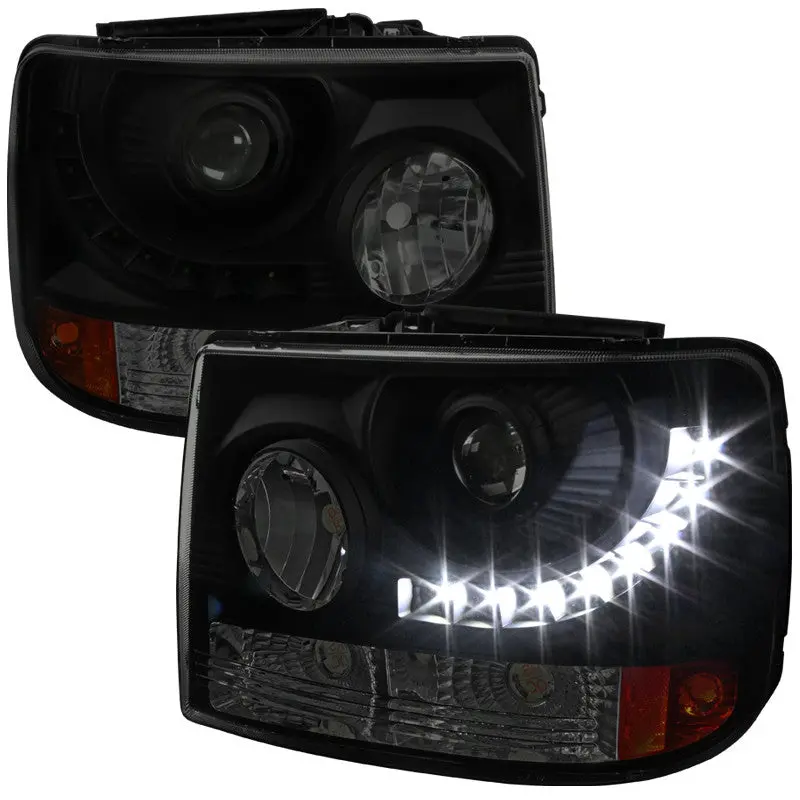 Spec-D 99-02 Chevy Silverado Projector Headlights Led Smoked 1