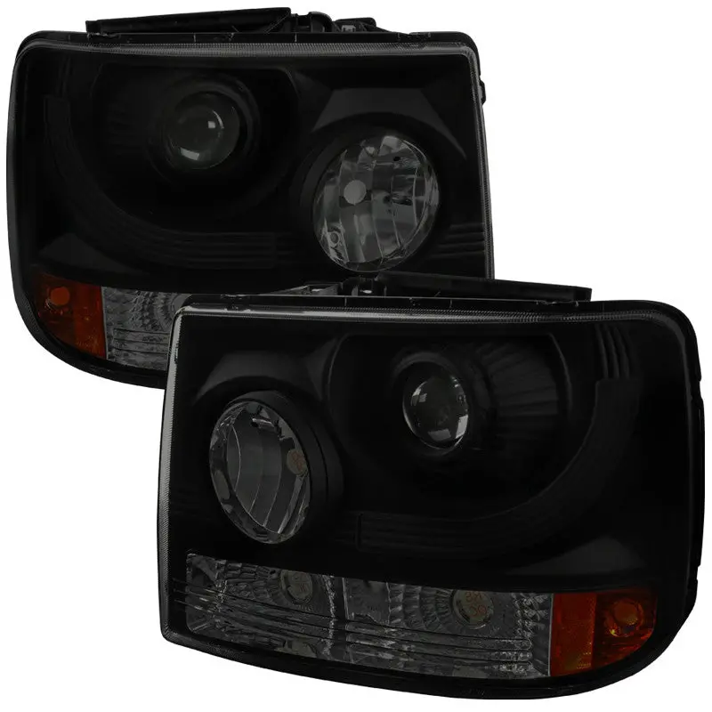 Spec-D 99-02 Chevy Silverado Projector Headlights Smoked Black 1