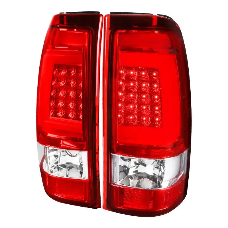 Spec-D 99-02 Silverado 99-06 Sierra Led Tail Lights Chrome/Red/Clear 1
