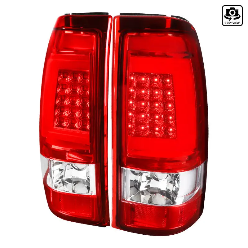 Spec-D 99-02 Silverado 99-06 Sierra Led Tail Lights Chrome/Red/Clear 2