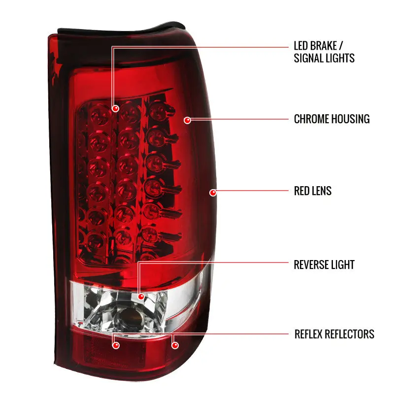Spec-D 99-03 Silverado Gmc Sierra Led Tail Lights Red/Clear 2
