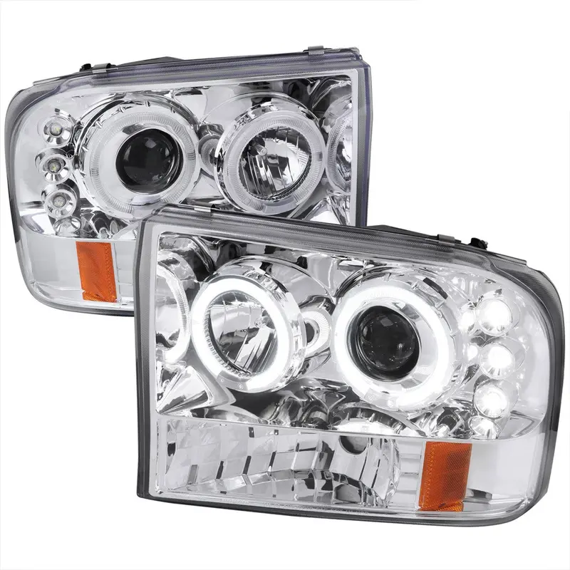 Spec-D 99-04 Ford F250 F350 F450 Dual Halo Headlights Chrome 1