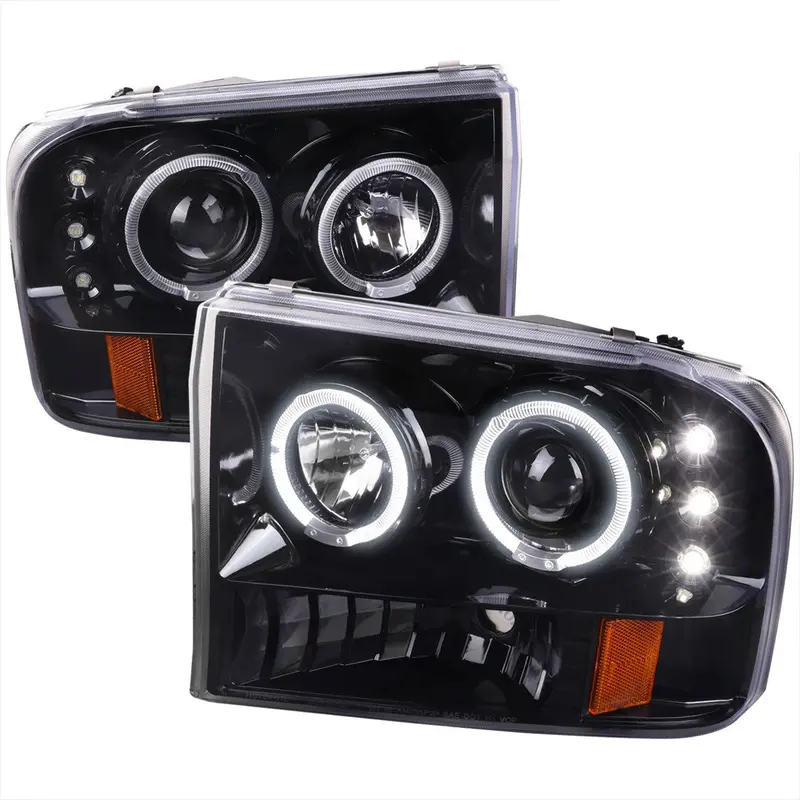 Spec-D 99-04 Ford F250 F350 F450 Excursion Headlights Black 1