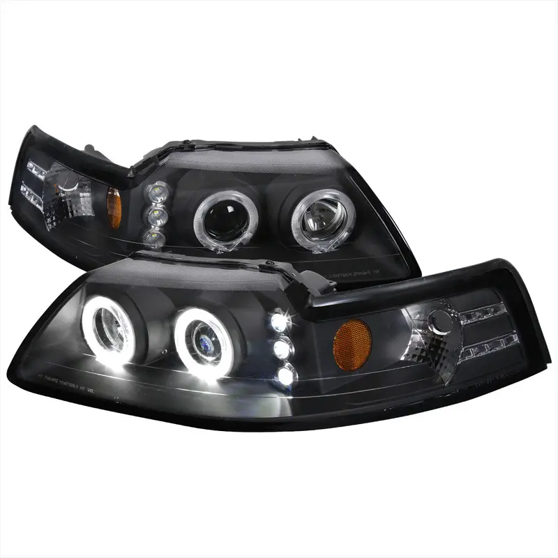 Spec-D 99-04 Ford Mustang Dual Halo Projector Headlights Black 1