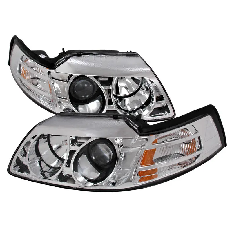 Spec-D 99-04 Ford Mustang Halo Projector Headlights Chrome 1