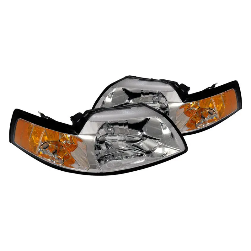 Spec-D 99-04 Ford Mustang Headlights Chrome Amber Reflectors 1