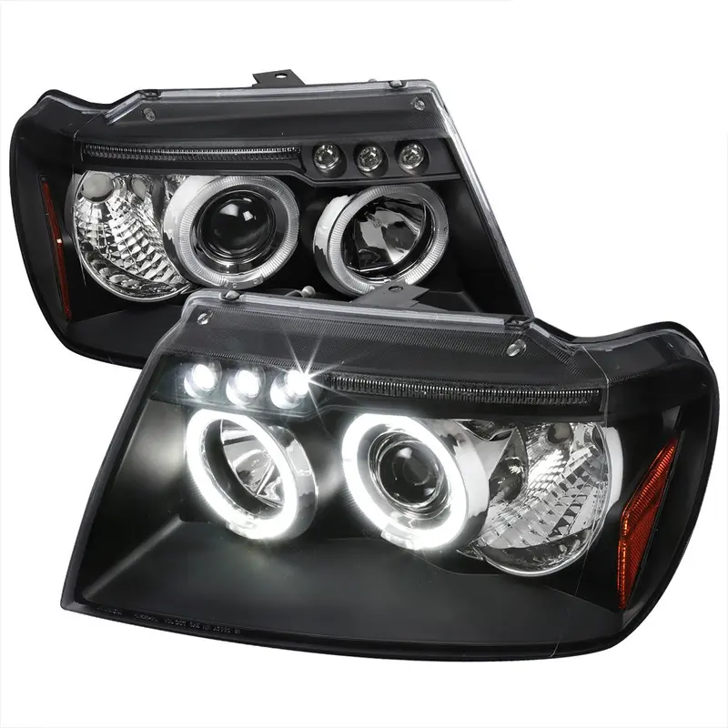 Spec-D 99-04 Jeep Grand Cherokee Dual Halo Headlights Black 1