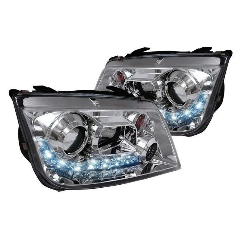 Spec-D 99-05 Vw Jetta Mk4 Headlights Halo Projector Led Strip Chrome 1