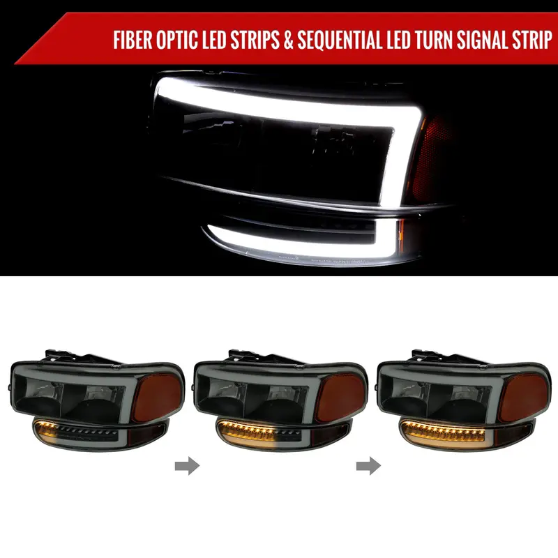 Spec-D 99-06 Gmc Sierra Denali Yukon/Xl Seq Bumper Lights Black/Smoked 2