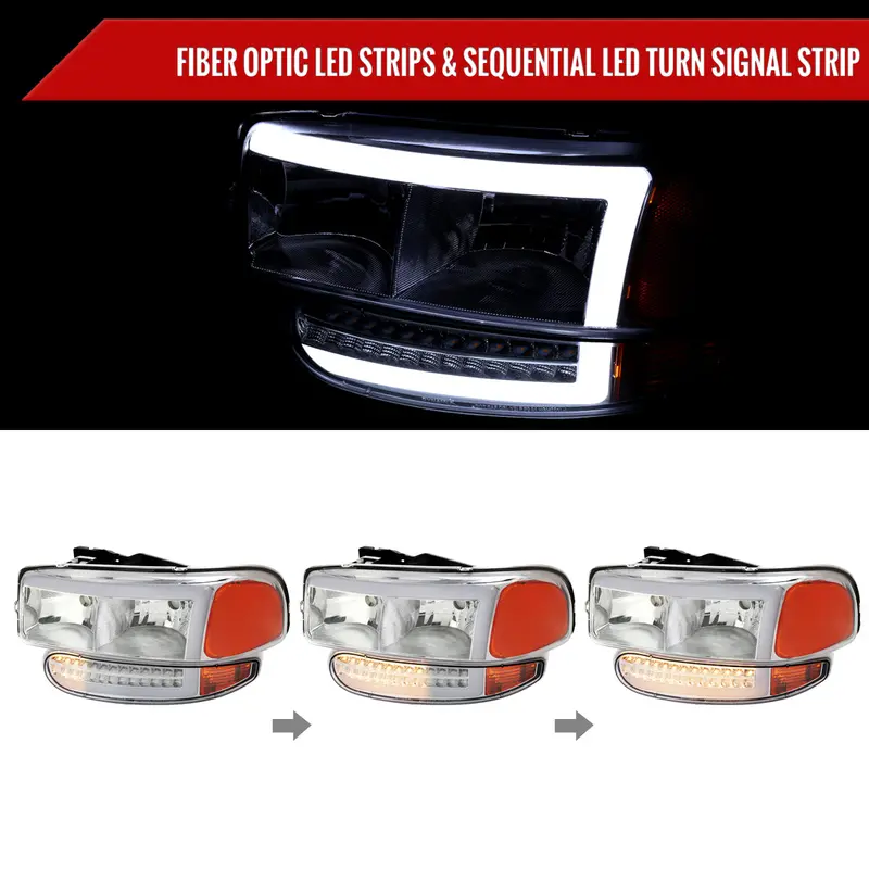 Spec-D 99-06 Gmc Sierra Denali Yukon/Xl Seq Bumper Lights Headlights 2