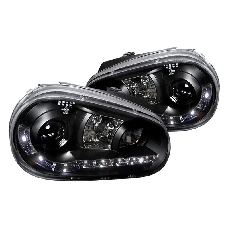 Spec-D 99-06 Vw Golf Gti R32 Headlights R8 Led Strip Matte Black 1