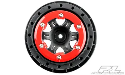 Split Six 2.2"/3.0" Red/Black Bead-Loc Front Wheels 1