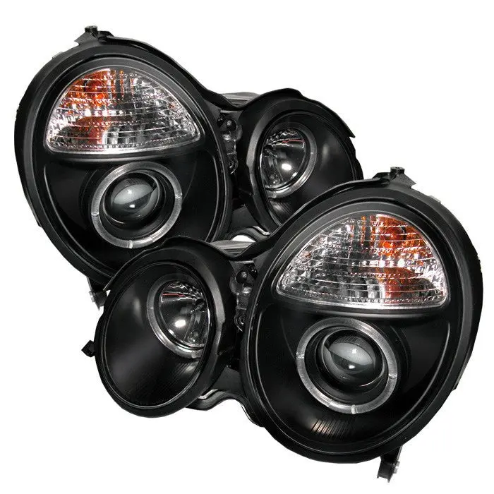 Spyder 00-02 Mercedes E-Class Halo Projector Headlights Led Black 1