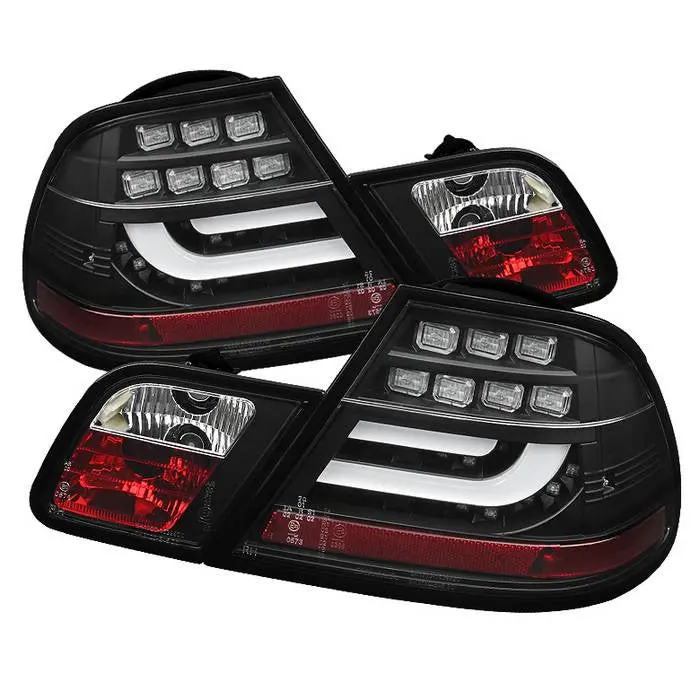 Spyder 00-03 Bmw 3-Series E46 2Dr Tail Lights Led Bar Black 1