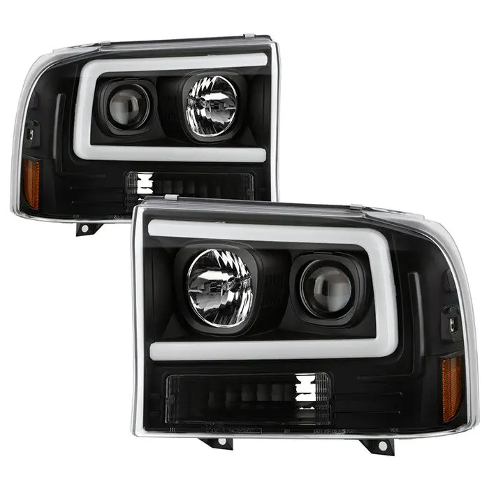 Spyder 00-04 Ford F250 Excursion Projector Headlights Platinum Black 1