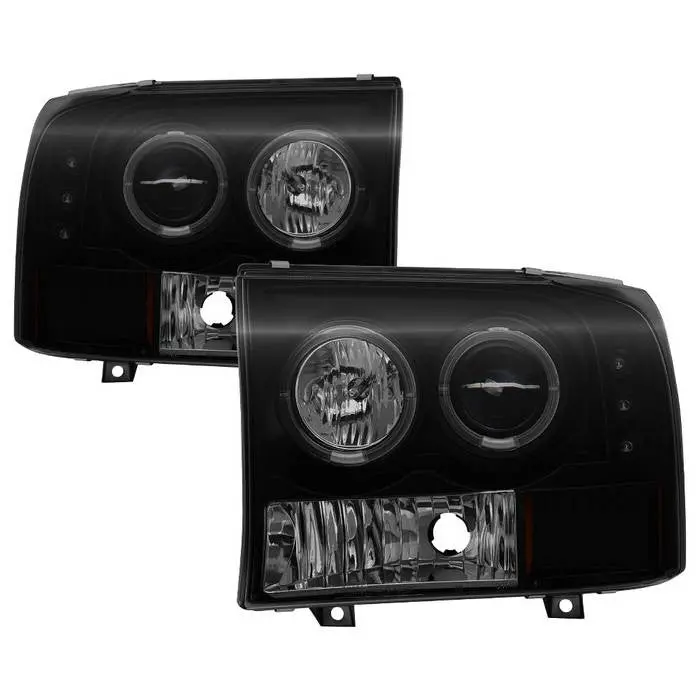 Spyder 00-04 Ford F250 Excursion Projector Headlights V2 Black Smoked 1