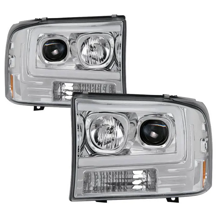 Spyder 00-04 Ford F250 Excursion Projector Headlights V2 Chrome 1Pc 1