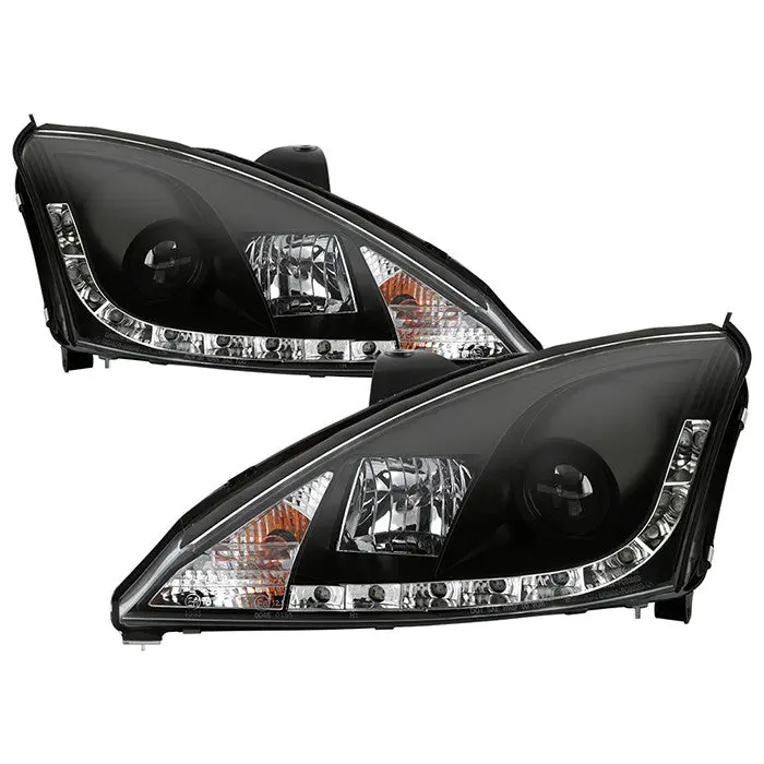 Spyder 00-04 Ford Focus Projector Headlights Led Drl Black 1