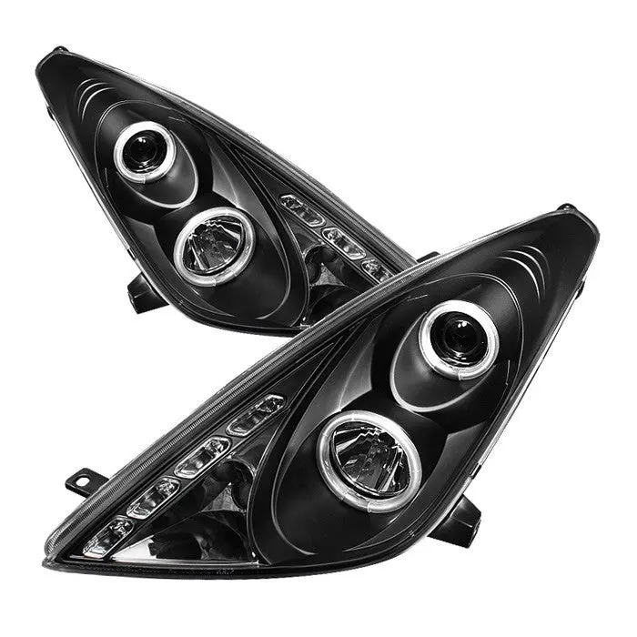 Spyder 00–05 Toyota Celica Projector Headlights Led Drl Halo Black 1