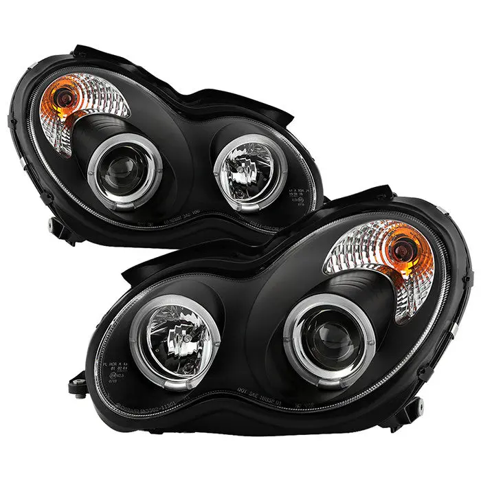 Spyder 01-05 Mercedes C-Class 4Dr Halo Projector Headlights Black 1