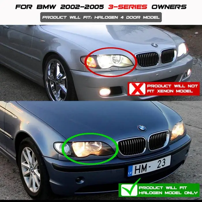 Spyder 02-05 Bmw 3-Series E46 4Dr 3D Halo Projector Headlights Black 2